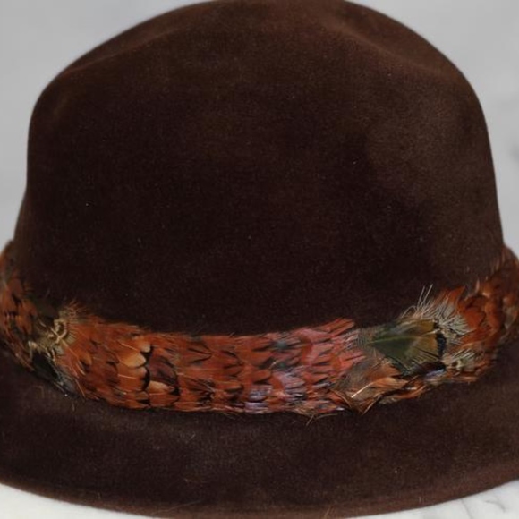 Cavanagh New York Brown Fedora silk Feather Hat - Picture 4 of 8